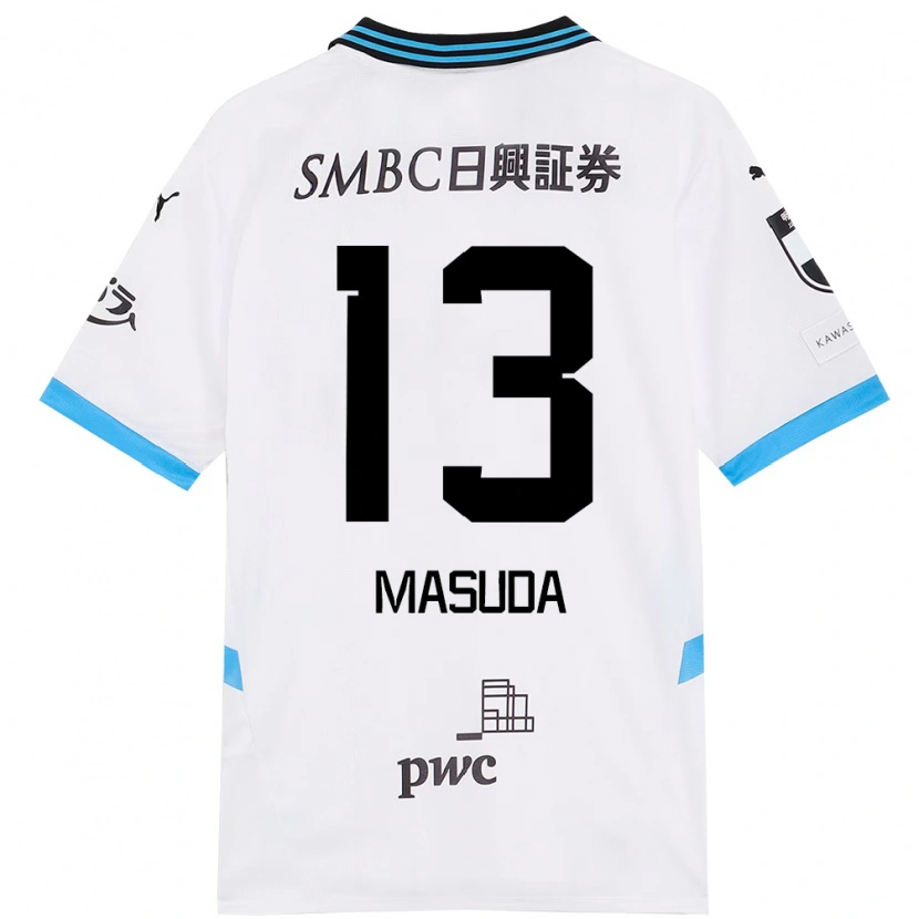 Danxen Kinder Hinata Masuda #13 Weiß Himmelblau Auswärtstrikot Trikot 2025/26 T-Shirt Österreich