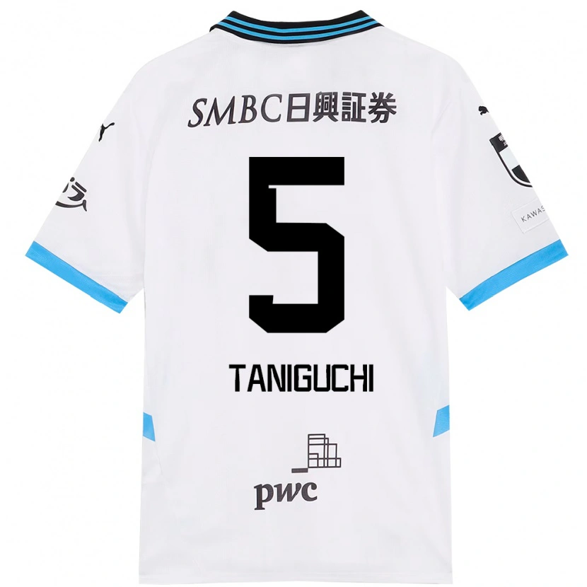 Danxen Kinder Shogo Taniguchi #5 Weiß Himmelblau Auswärtstrikot Trikot 2025/26 T-Shirt Österreich