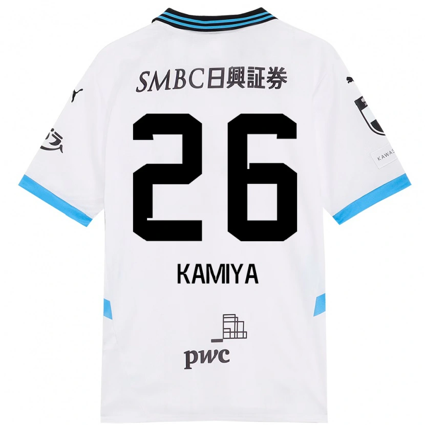 Danxen Kinder Kaito Kamiya #26 Weiß Himmelblau Auswärtstrikot Trikot 2025/26 T-Shirt Österreich