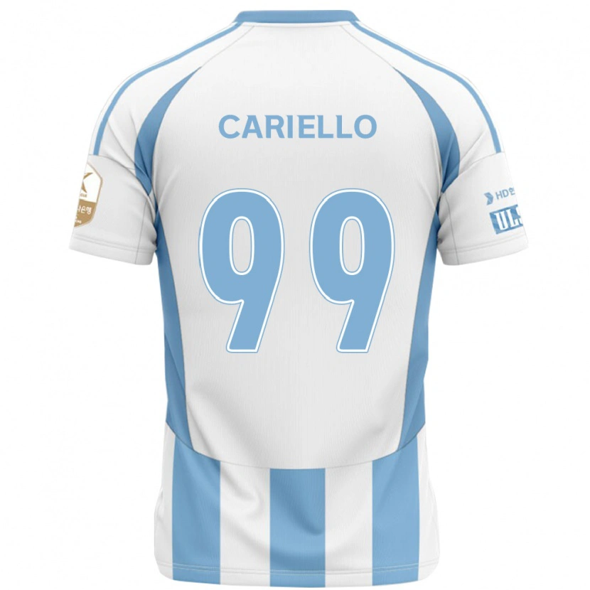 Danxen Kinder Yago Cariello #99 Weiß Himmelblau Auswärtstrikot Trikot 2025/26 T-Shirt Österreich