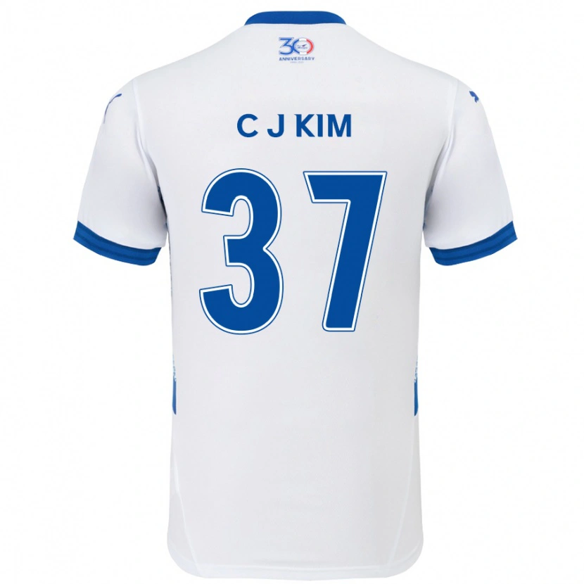 Danxen Kinder Joo-Chan Kim #37 Weiß Königsblau Auswärtstrikot Trikot 2025/26 T-Shirt Österreich
