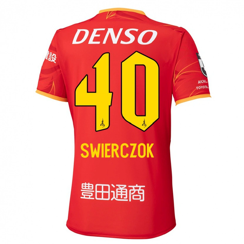 Danxen Herren Jakub Swierczok #40 Rot Gelb Heimtrikot Trikot 2025/26 T-Shirt Österreich