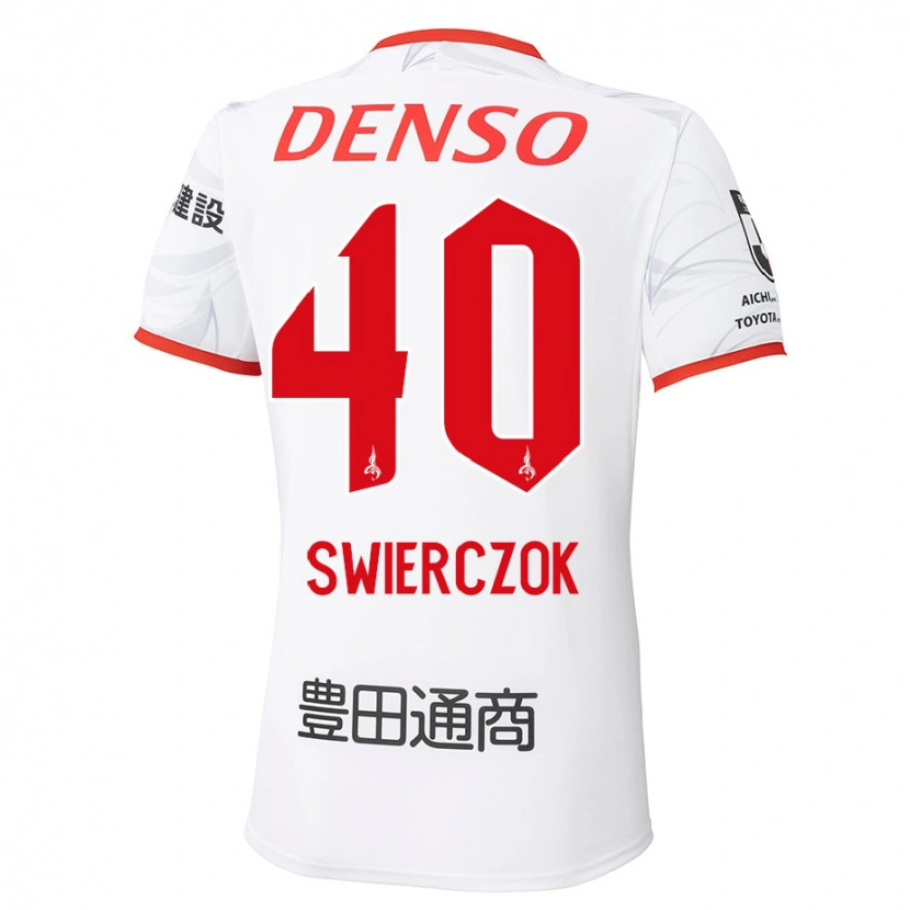 Danxen Herren Jakub Swierczok #40 Weiß Rot Auswärtstrikot Trikot 2025/26 T-Shirt Österreich