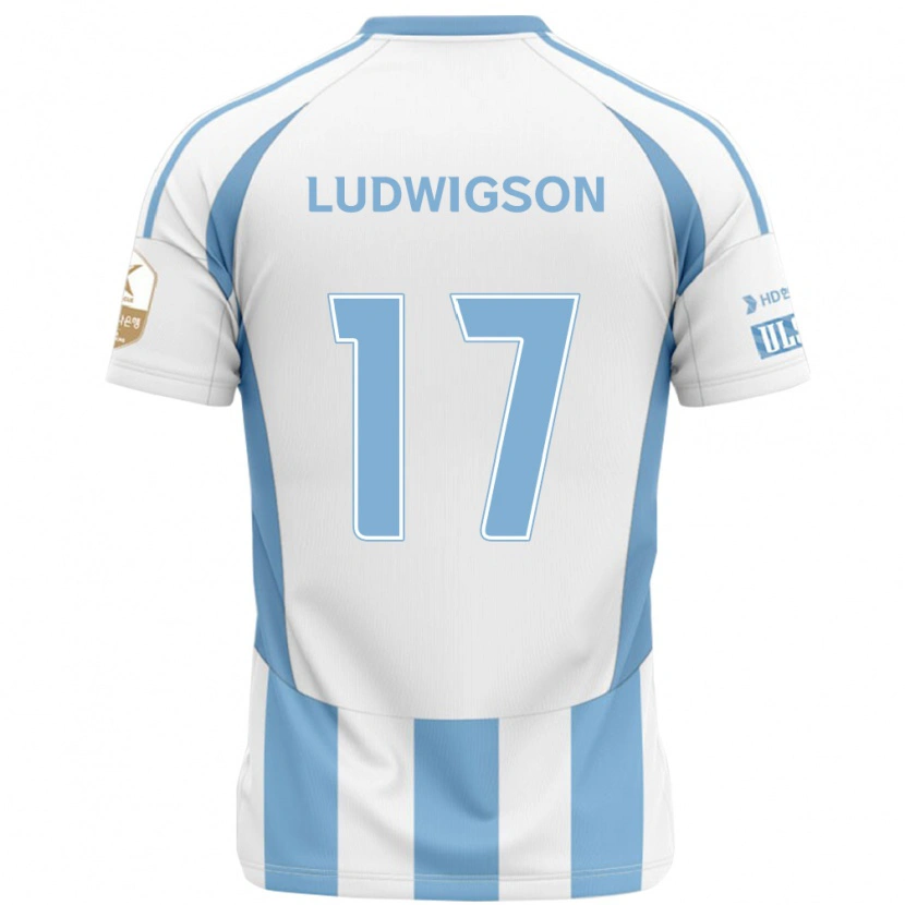 Danxen Herren Gustav Ludwigson #17 Weiß Himmelblau Auswärtstrikot Trikot 2025/26 T-Shirt Österreich