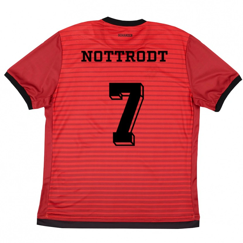 Danxen Damen Justin Nottrodt #7 Rot Schwarz Heimtrikot Trikot 2025/26 T-Shirt Österreich