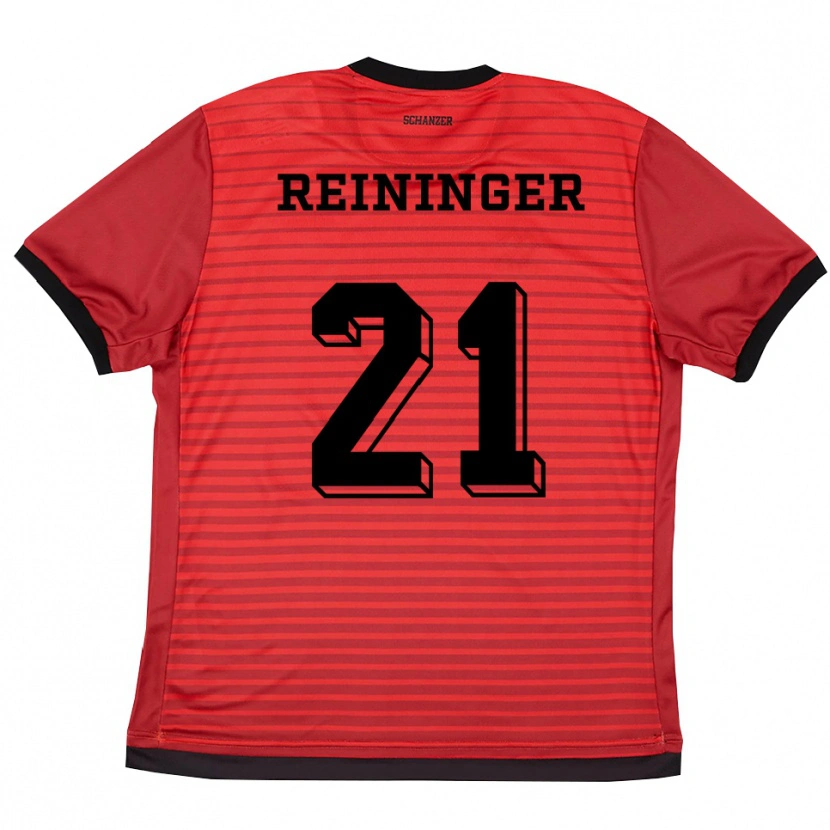 Danxen Damen Pija Reininger #21 Rot Schwarz Heimtrikot Trikot 2025/26 T-Shirt Österreich
