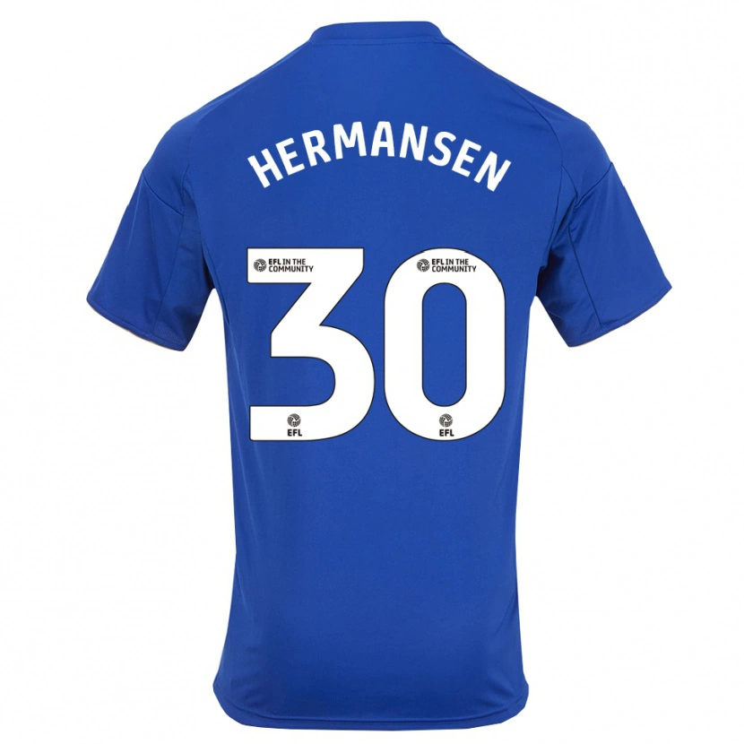Danxen Kinder Mads Hermansen #30 Blau Gold Heimtrikot Trikot 2025/26 T-Shirt Österreich
