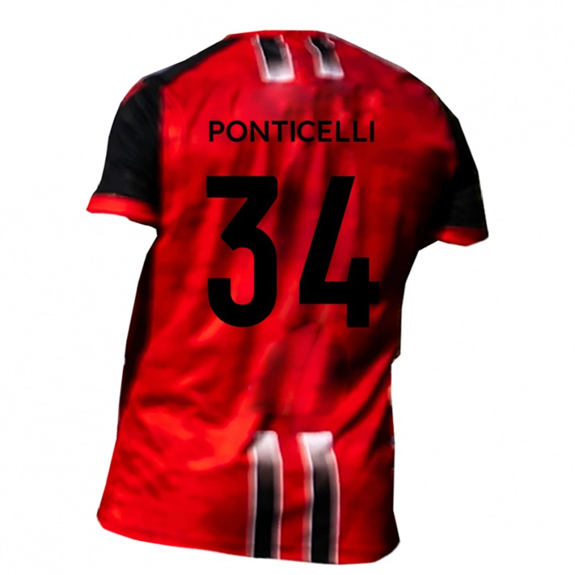 Danxen Kinder Jordan Ponticelli #34 Rot Schwarz Heimtrikot Trikot 2025/26 T-Shirt Österreich