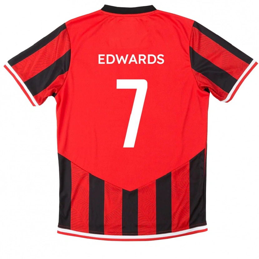 Danxen Kinder Gwion Edwards #7 Rot Schwarz Heimtrikot Trikot 2025/26 T-Shirt Österreich