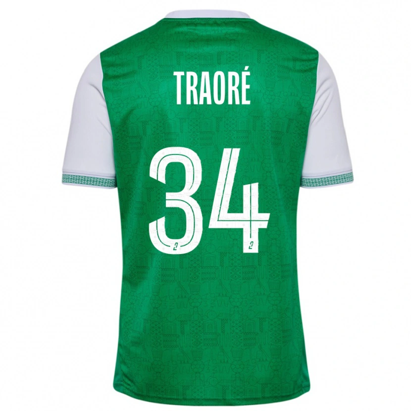 Danxen Kinder Lassana Traoré #34 Grün Weiß Heimtrikot Trikot 2025/26 T-Shirt Österreich