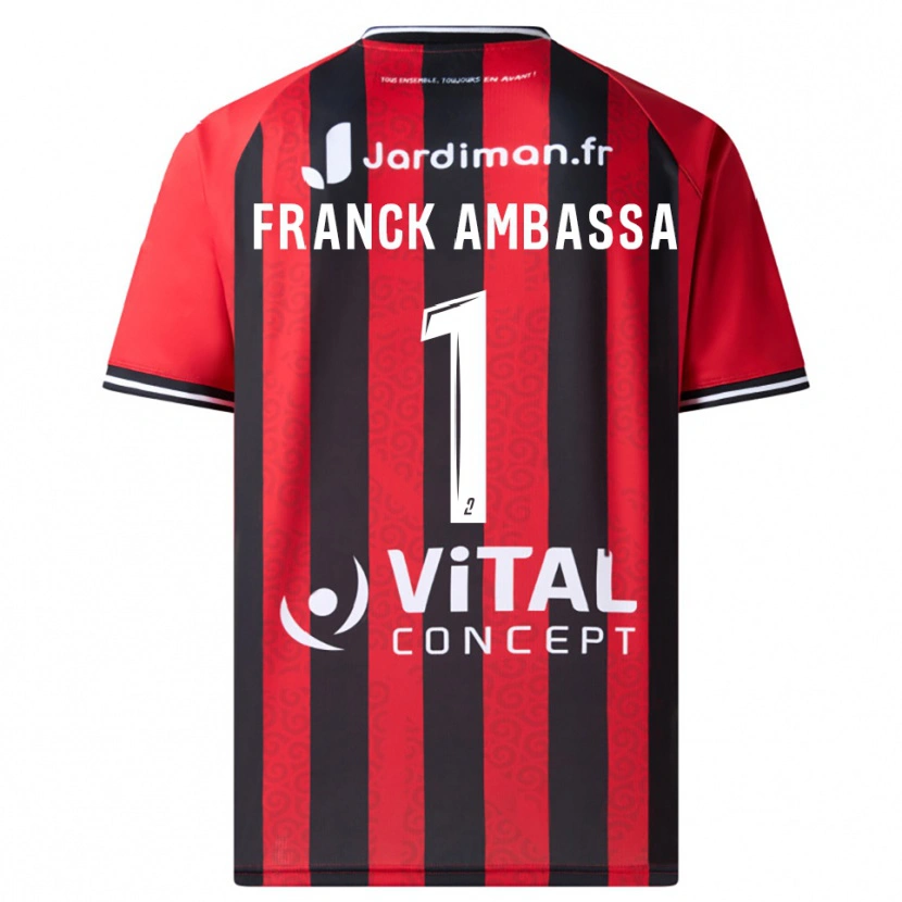Danxen Kinder Gaspard Franck Ambassa #1 Rot Schwarz Heimtrikot Trikot 2025/26 T-Shirt Österreich