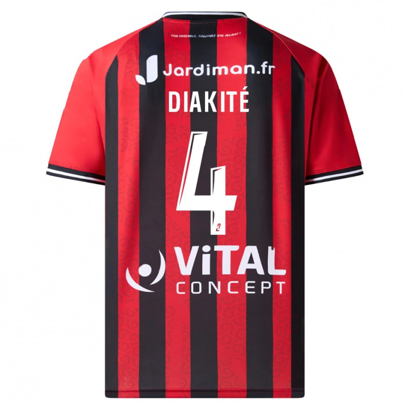 Danxen Kinder Ibrahima Diakité #4 Rot Schwarz Heimtrikot Trikot 2025/26 T-Shirt Österreich