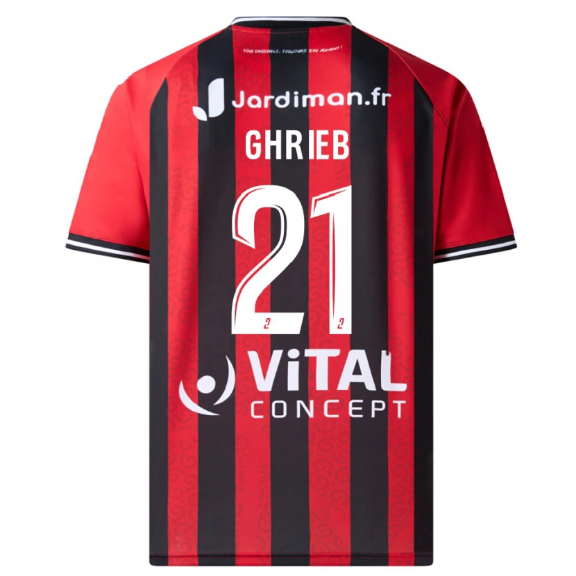 Danxen Kinder Rayan Ghrieb #21 Rot Schwarz Heimtrikot Trikot 2025/26 T-Shirt Österreich