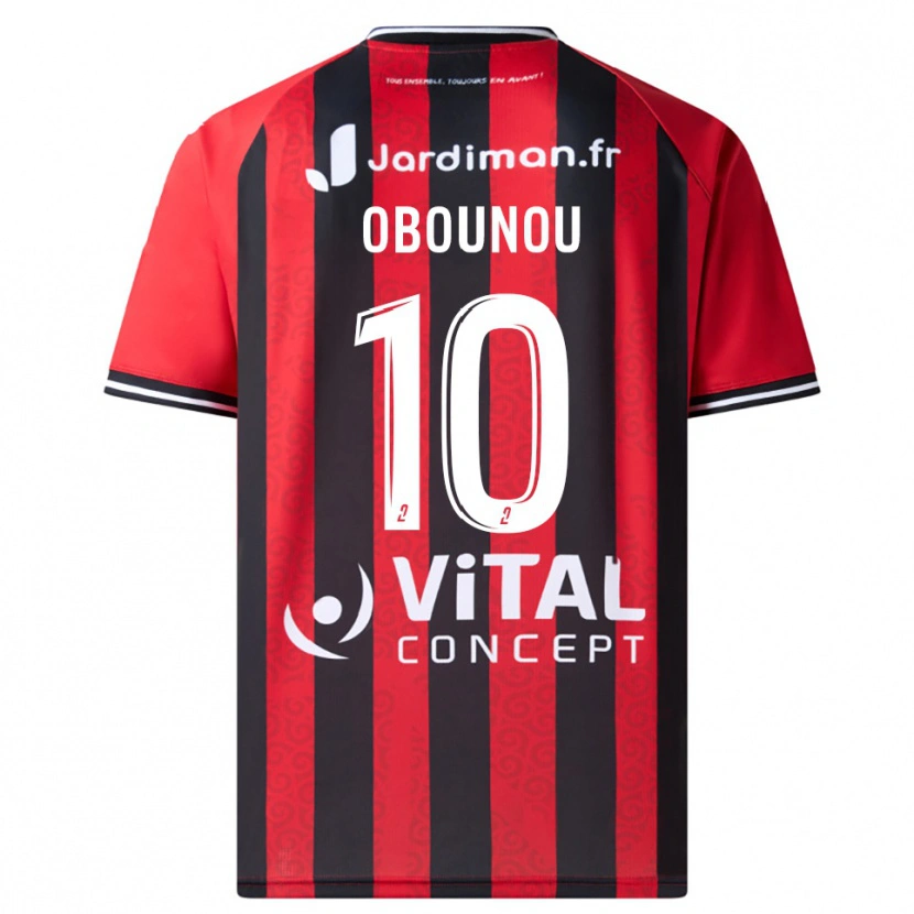Danxen Kinder Élie Obounou #10 Rot Schwarz Heimtrikot Trikot 2025/26 T-Shirt Österreich