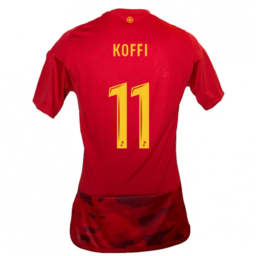 Danxen Kinder William Koffi #11 Rot Gelb Heimtrikot Trikot 2025/26 T-Shirt Österreich