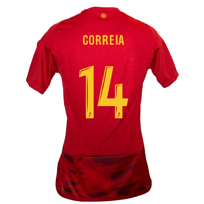 Danxen Kinder Tiago Correia #14 Rot Gelb Heimtrikot Trikot 2025/26 T-Shirt Österreich
