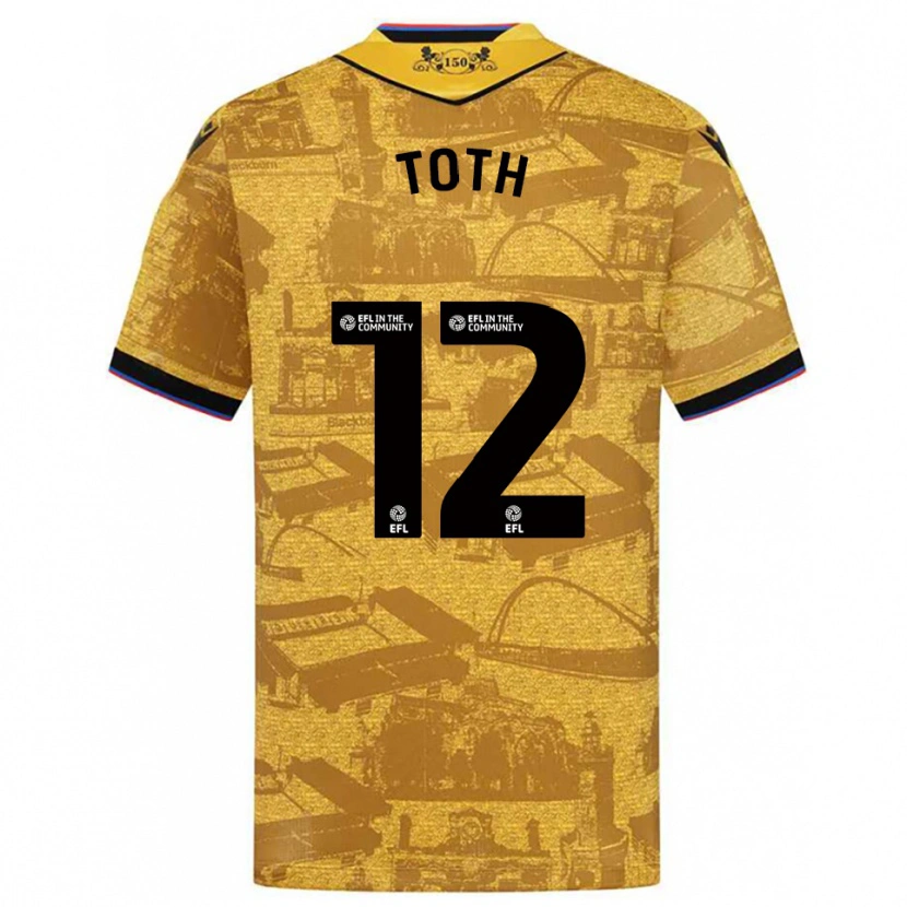 Danxen Kinder Balázs Tóth #12 Gold Schwarz Auswärtstrikot Trikot 2025/26 T-Shirt Österreich