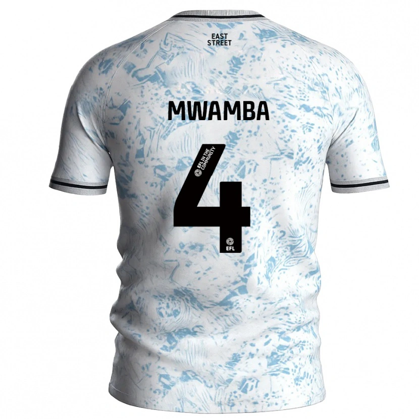 Danxen Kinder Alan Mwamba #4 Weiß Himmelblau Auswärtstrikot Trikot 2025/26 T-Shirt Österreich