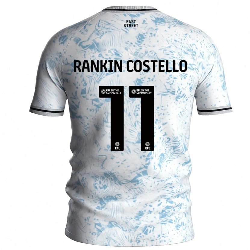 Danxen Kinder Joe Rankin-Costello #11 Weiß Himmelblau Auswärtstrikot Trikot 2025/26 T-Shirt Österreich