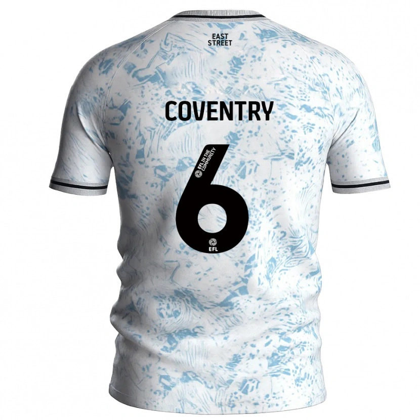 Danxen Kinder Conor Coventry #6 Weiß Himmelblau Auswärtstrikot Trikot 2025/26 T-Shirt Österreich