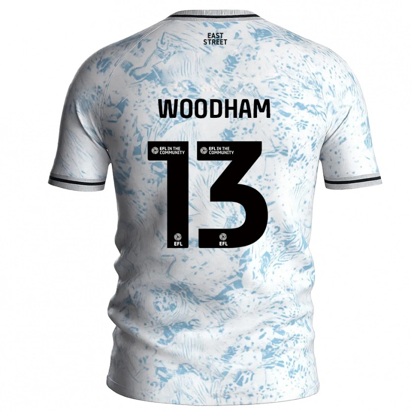 Danxen Kinder Finley Woodham #13 Weiß Himmelblau Auswärtstrikot Trikot 2025/26 T-Shirt Österreich