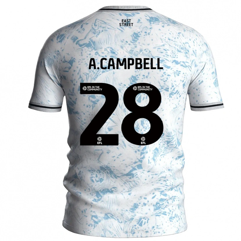 Danxen Kinder Allan Campbell #28 Weiß Himmelblau Auswärtstrikot Trikot 2025/26 T-Shirt Österreich