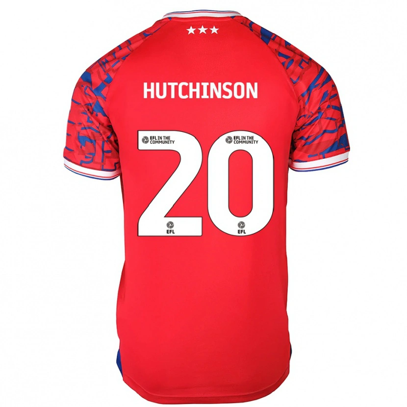 Danxen Kinder Omari Hutchinson #20 Rot Blau Auswärtstrikot Trikot 2025/26 T-Shirt Österreich