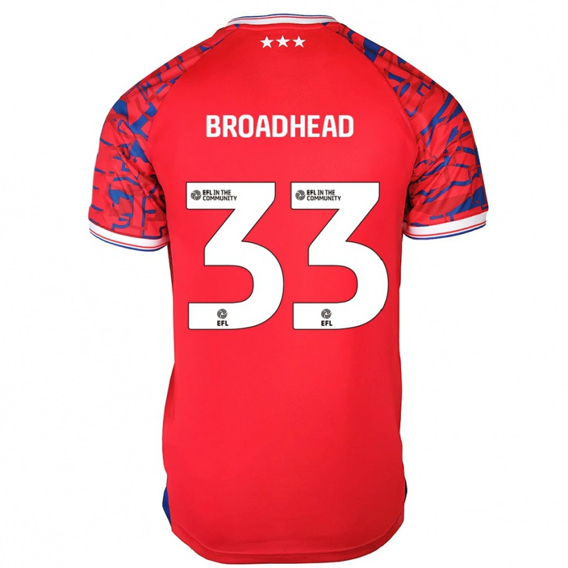 Danxen Kinder Nathan Broadhead #33 Rot Blau Auswärtstrikot Trikot 2025/26 T-Shirt Österreich