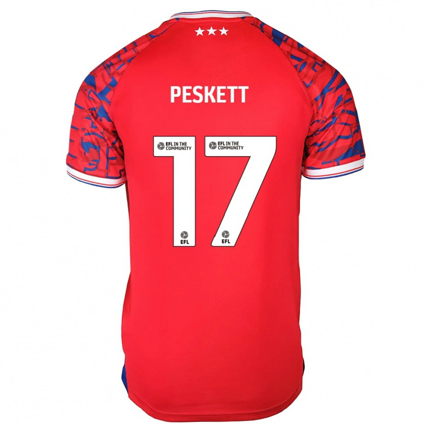 Danxen Kinder Sophie Peskett #17 Rot Blau Auswärtstrikot Trikot 2025/26 T-Shirt Österreich