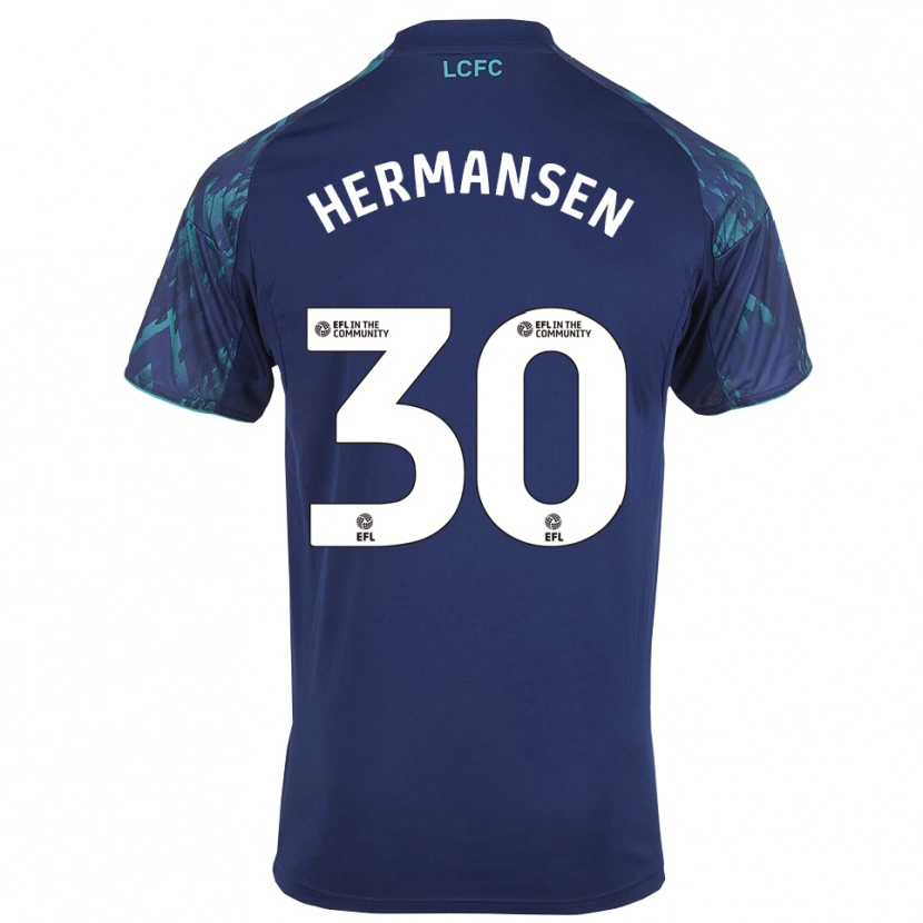 Danxen Kinder Mads Hermansen #30 Marinegrün Weiß Auswärtstrikot Trikot 2025/26 T-Shirt Österreich