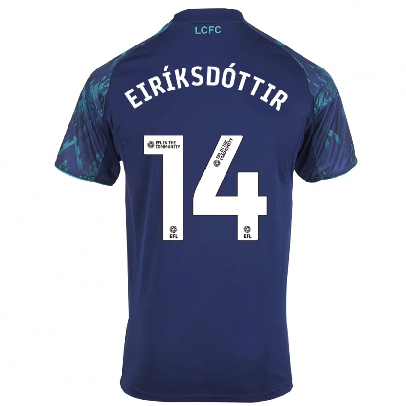 Danxen Kinder Hlín Eiríksdóttir #14 Marinegrün Weiß Auswärtstrikot Trikot 2025/26 T-Shirt Österreich