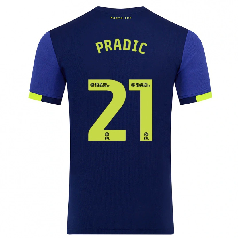 Danxen Kinder James Pradic #21 Marine Gelb Auswärtstrikot Trikot 2025/26 T-Shirt Österreich