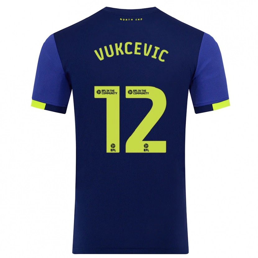 Danxen Kinder Andrija Vukcevic #12 Marine Gelb Auswärtstrikot Trikot 2025/26 T-Shirt Österreich