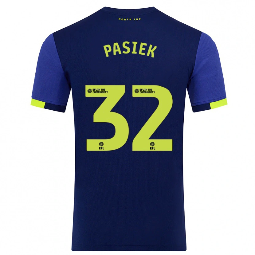 Danxen Kinder Kacper Pasiek #32 Marine Gelb Auswärtstrikot Trikot 2025/26 T-Shirt Österreich
