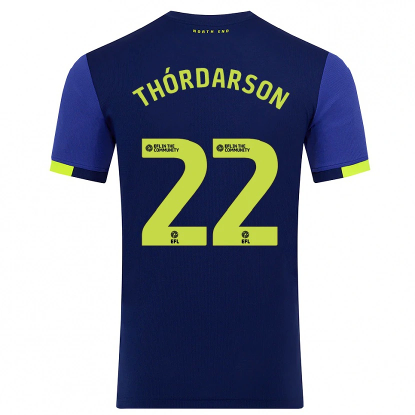 Danxen Kinder Stefán Teitur Thórdarson #22 Marine Gelb Auswärtstrikot Trikot 2025/26 T-Shirt Österreich