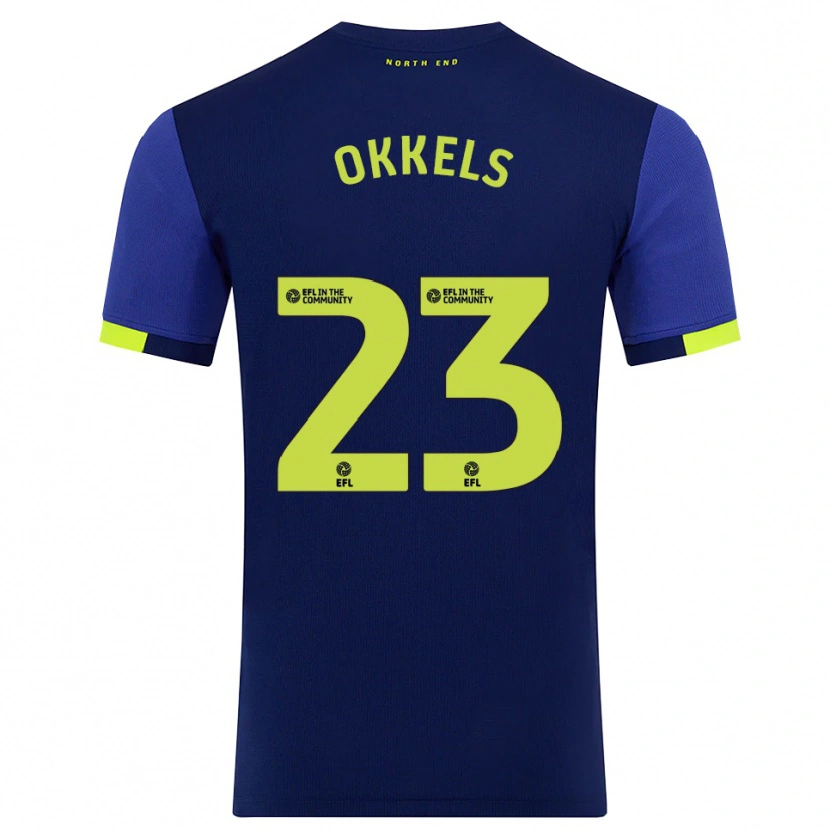 Danxen Kinder Jeppe Okkels #23 Marine Gelb Auswärtstrikot Trikot 2025/26 T-Shirt Österreich