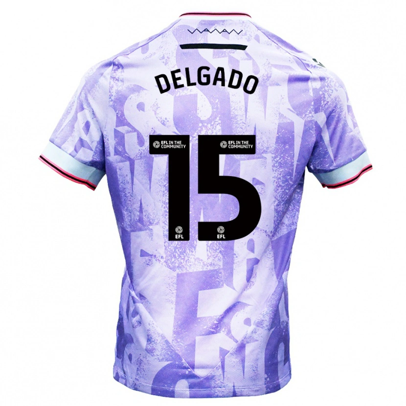 Danxen Kinder Juan Delgado #15 Lila Weiß Auswärtstrikot Trikot 2025/26 T-Shirt Österreich