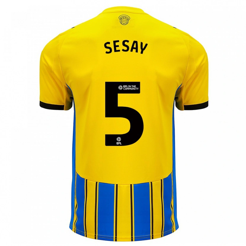 Danxen Kinder Moses Sesay #5 Blau Gelb Auswärtstrikot Trikot 2025/26 T-Shirt Österreich