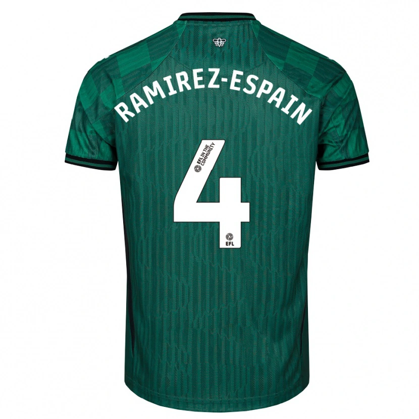 Danxen Kinder Leo Ramirez-Espain #4 Grün Schwarz Auswärtstrikot Trikot 2025/26 T-Shirt Österreich