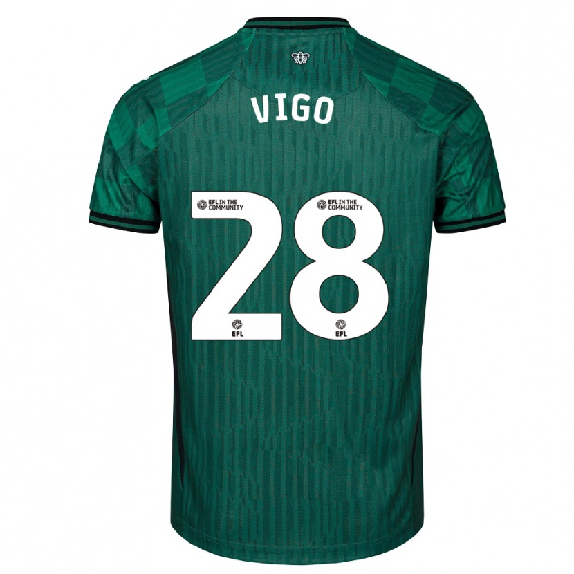 Danxen Kinder Francesca Vigo #28 Grün Schwarz Auswärtstrikot Trikot 2025/26 T-Shirt Österreich