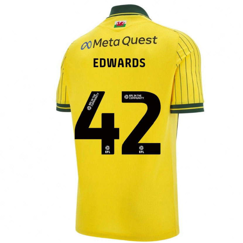 Danxen Kinder Callum Edwards #42 Gelb Grün Auswärtstrikot Trikot 2025/26 T-Shirt Österreich