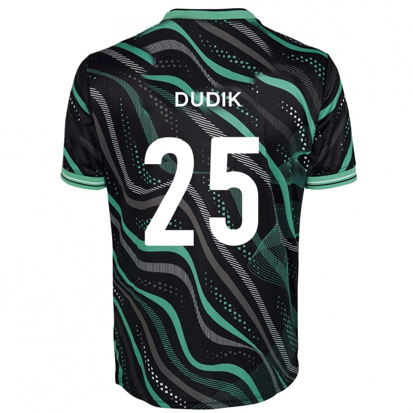 Danxen Kinder Anton Dudik #25 Schwarz Grün Auswärtstrikot Trikot 2025/26 T-Shirt Österreich
