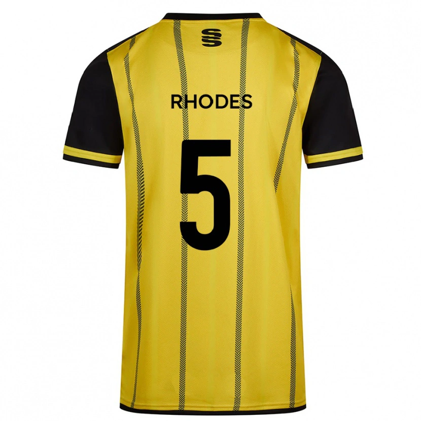 Danxen Kinder Alex Rhodes #5 Gelb Schwarz Auswärtstrikot Trikot 2025/26 T-Shirt Österreich