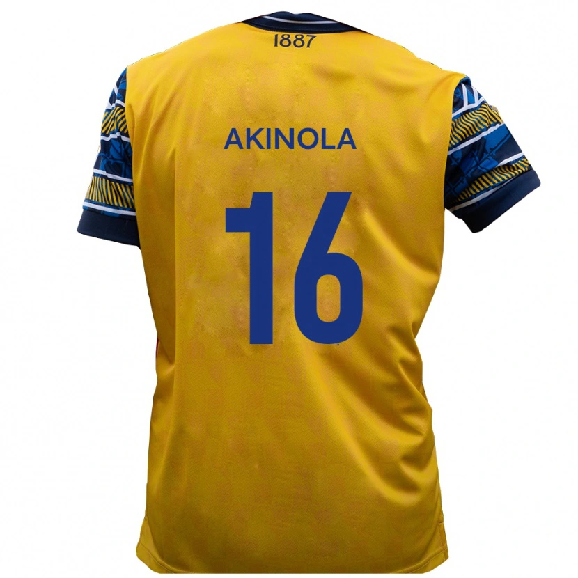 Danxen Kinder Tunji Akinola #16 Gelb Schwarz Auswärtstrikot Trikot 2025/26 T-Shirt Österreich