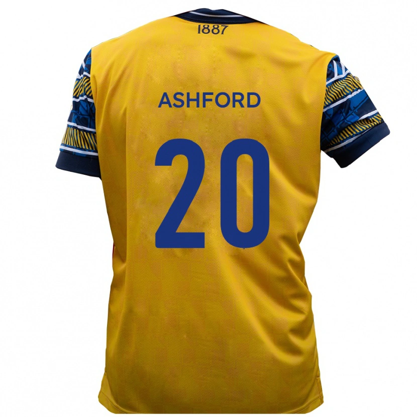 Danxen Kinder Sam Ashford #20 Gelb Schwarz Auswärtstrikot Trikot 2025/26 T-Shirt Österreich