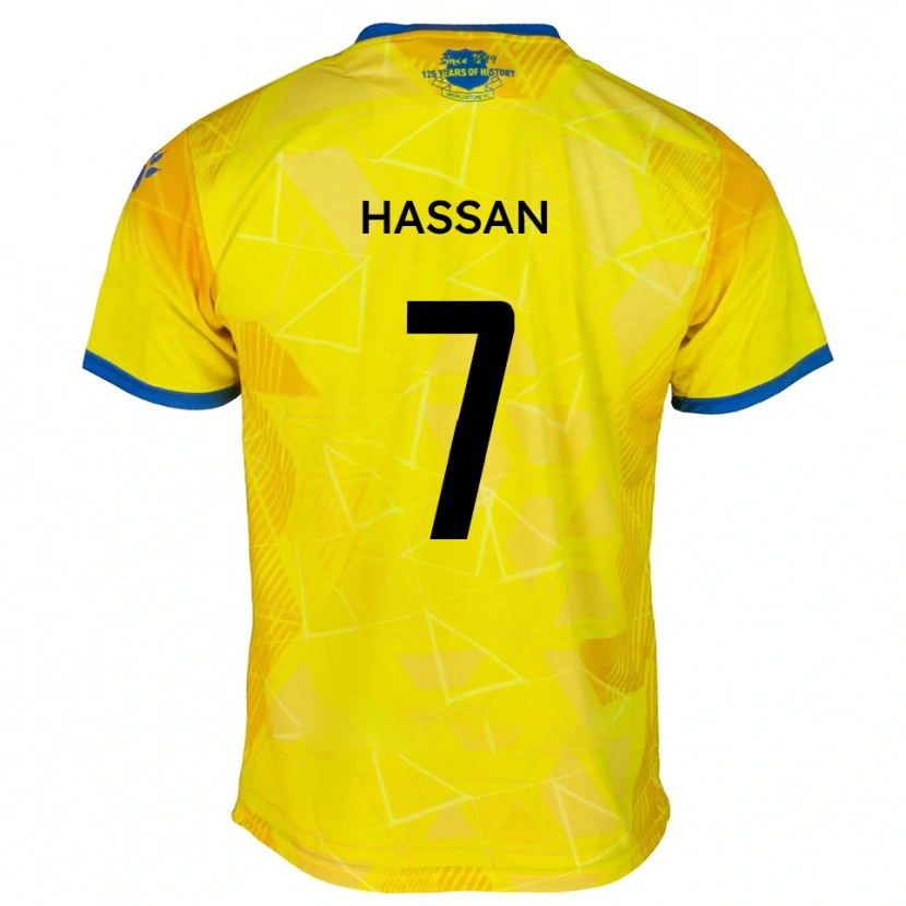 Danxen Kinder Sakariya Hassan #7 Gelb Blau Auswärtstrikot Trikot 2025/26 T-Shirt Österreich