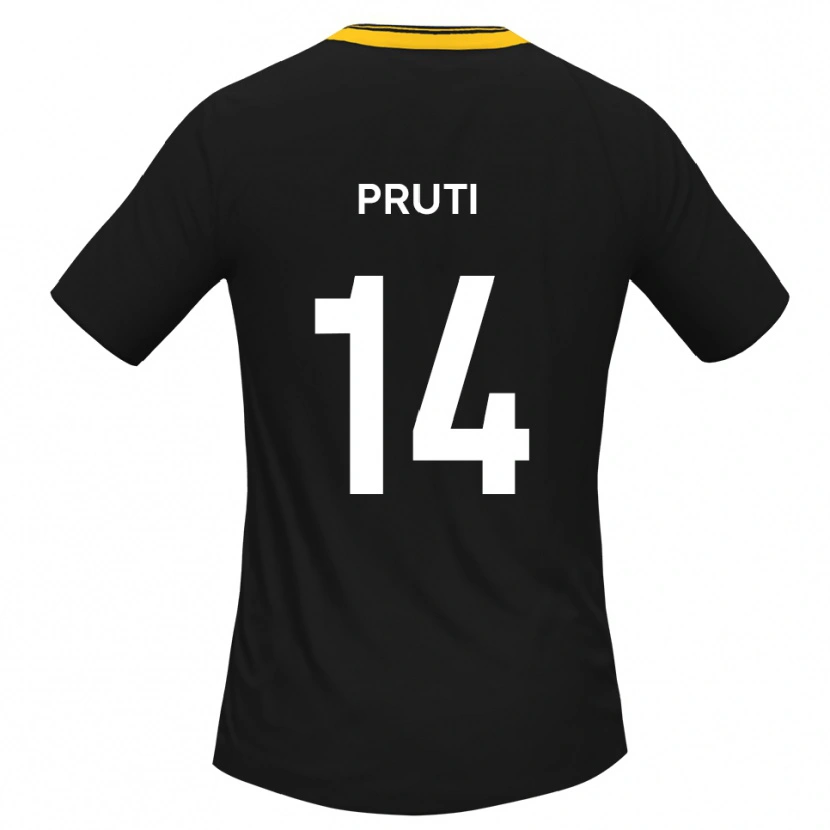 Danxen Kinder Edon Pruti #14 Schwarz Gelb Auswärtstrikot Trikot 2025/26 T-Shirt Österreich