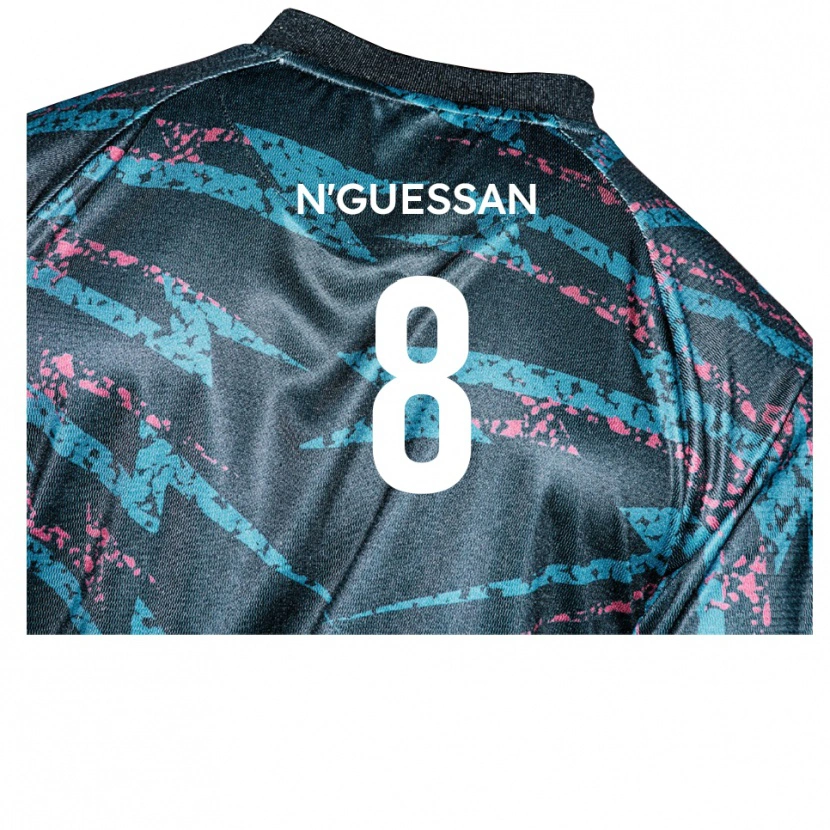 Danxen Kinder Christian N'guessan #8 Schwarz Marine Auswärtstrikot Trikot 2025/26 T-Shirt Österreich