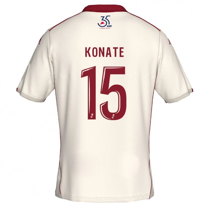 Danxen Kinder Cheick Oumar Konaté #15 Weiß Burgunder Auswärtstrikot Trikot 2025/26 T-Shirt Österreich