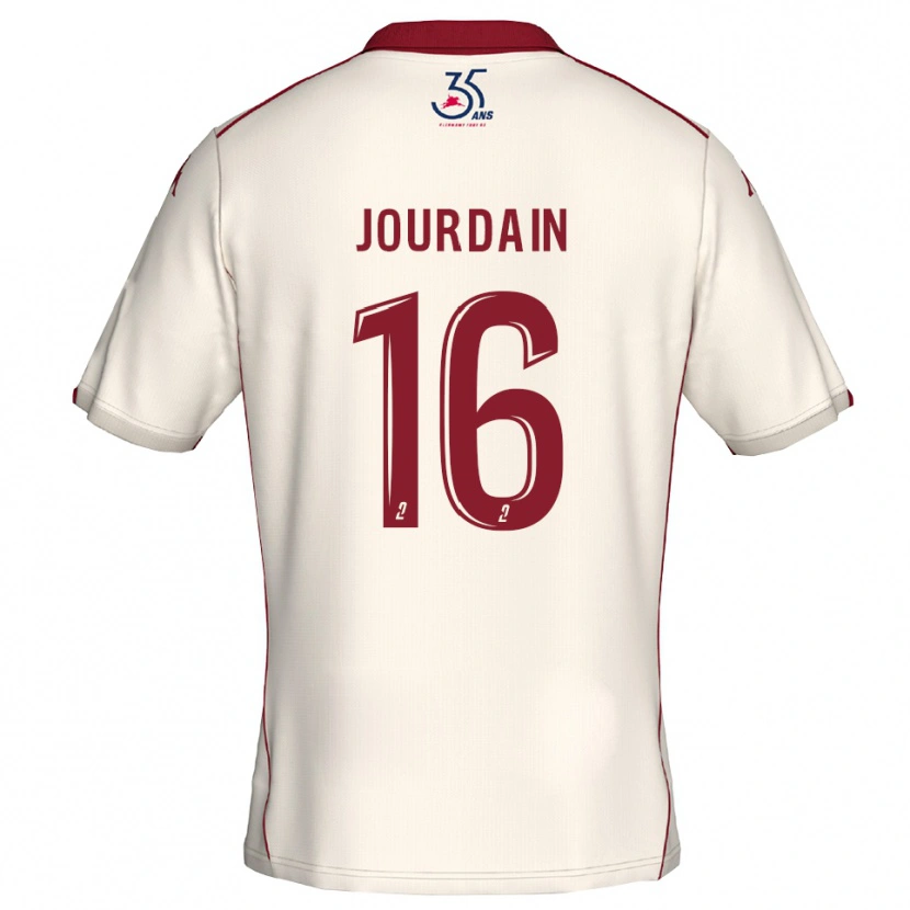 Danxen Kinder Théo Jourdain #16 Weiß Burgunder Auswärtstrikot Trikot 2025/26 T-Shirt Österreich